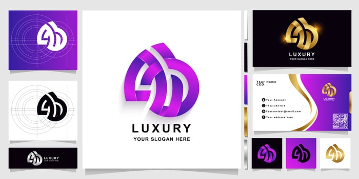 Letter AB or AUB monogram logo template with business card design vector