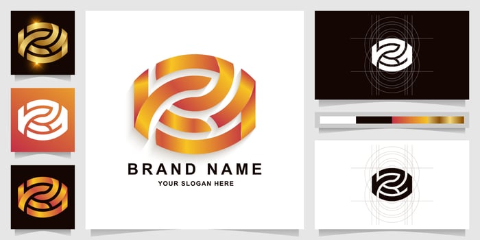 Letter KZA or K21 monogram logo template with business card design vector