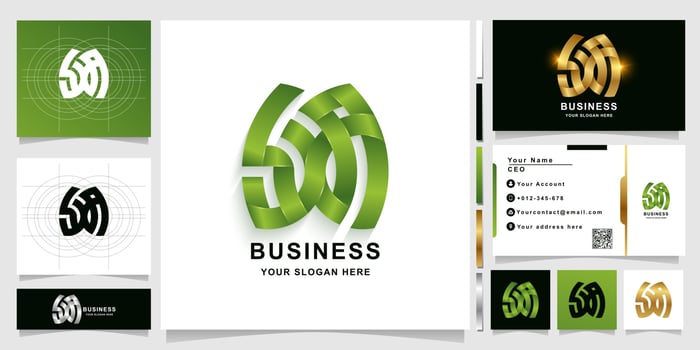 Letter SXA or A monogram logo template with business card design vector