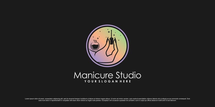 Nail polish logo design for manicure studio or nail salon with creative element Premium Vector