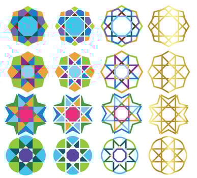 geometric islamic colorful decorative pattern bundle set vector
