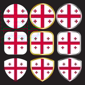 georgia flag vector icon set with gold and silver border