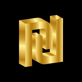 gold 3D luxury shekel currency symbol vector
