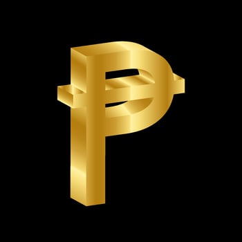 gold 3D luxury peseta currency symbol vector