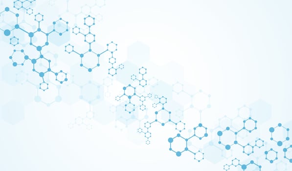Molecules or DNA medical structure background vector design.