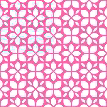 Seamless pattern white flowers on pink background. Abstract geometric floral vector