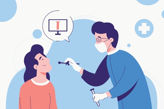 a Woman Doing Swab Test Flat Illustration vector