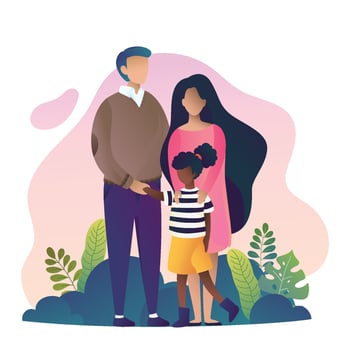 Couple Adopt Child from Different Race vector