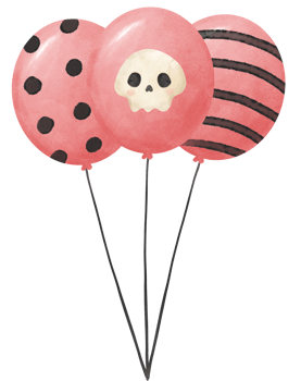 bunch of watercolor Halloween pink balloons party png