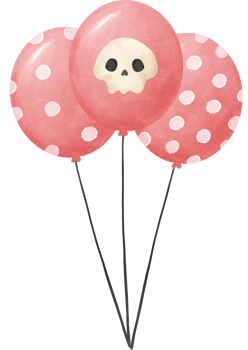 bunch of watercolor Halloween pink balloons party png