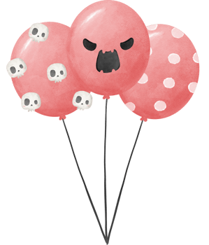 bunch of watercolor Halloween pink balloons party png