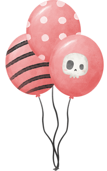bunch of watercolor Halloween pink balloons party png