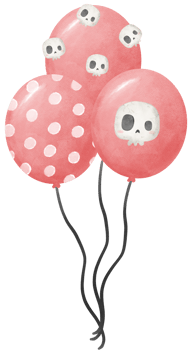 bunch of watercolor Halloween pink balloons party png