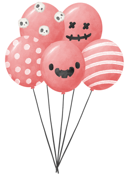 bunch of watercolor Halloween pink balloons party png