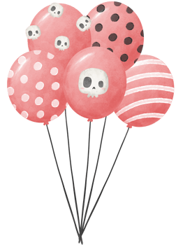 bunch of watercolor Halloween pink balloons party png
