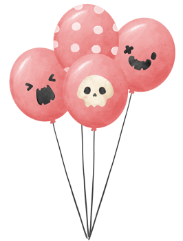 bunch of watercolor Halloween pink balloons party png