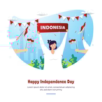 Flat illustration of happy Indonesia Independence Day greetings vector