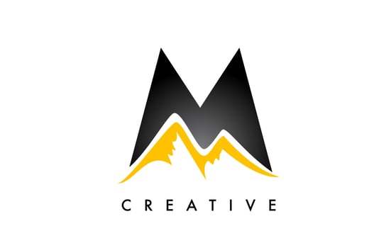 M Letter Mountain Logo. Letter M with Mountain Peaks Shape Vector Illustration