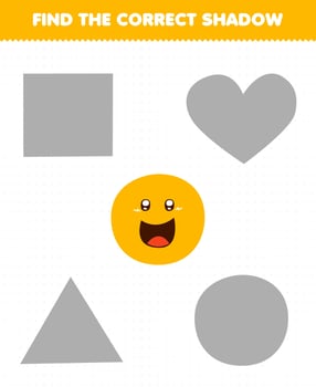 Education game for children find the correct shadow set of cute cartoon geometric shape circle vector