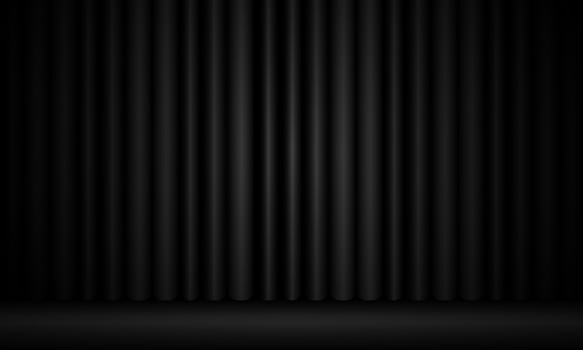 Black curtain illustration in opera or cinema on isolated background vector