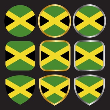 jamaica flag vector icon set with gold and silver border