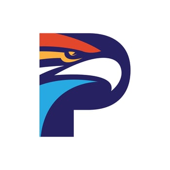 Letter P initial logo with eagle head vector template