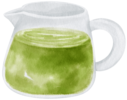 Jug with green tea watercolor illustration png