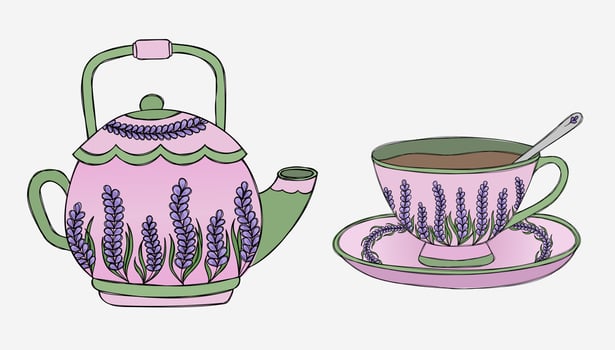 Cute tea set from teapot and cup vector