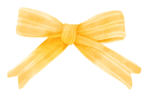 Yellow gift ribbon bow illustrations hand painted watercolor styles png