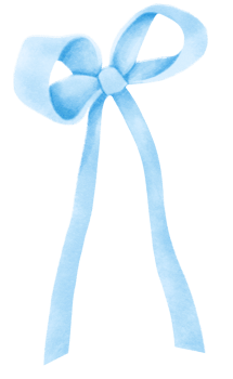 Blue gift ribbon bow illustrations hand painted watercolor styles png