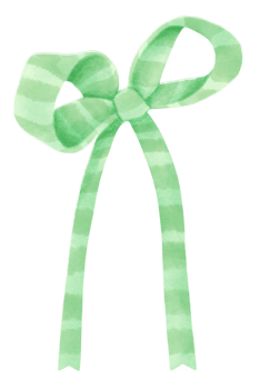 Green gift ribbon bow illustrations hand painted watercolor styles png
