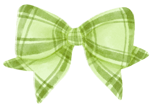 Checkered Green gift ribbon bow illustrations hand painted watercolor styles png
