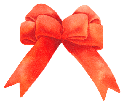Red gift ribbon bow illustrations hand painted watercolor styles png