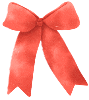 Red gift ribbon bow illustrations hand painted watercolor styles png