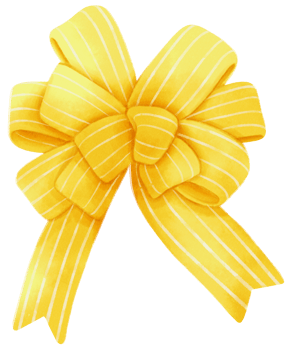 Yellow gift ribbon bow illustrations hand painted watercolor styles png