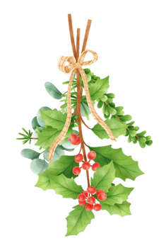 Christmas greenery bouquet watercolor illustration styles png