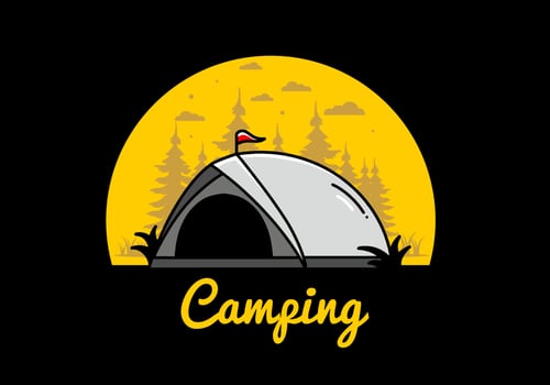 Dome tent camping illustration badge design vector