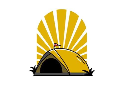 Dome tent camping illustration badge design vector