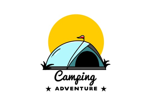 Dome tent camping illustration badge design vector