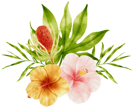 watercolor bouquet with tropical flowers for wedding png
