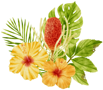 watercolor bouquet with tropical flowers for wedding png
