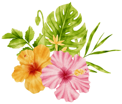 watercolor bouquet with tropical flowers for wedding png
