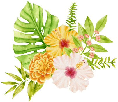 watercolor bouquet with tropical flowers for wedding png
