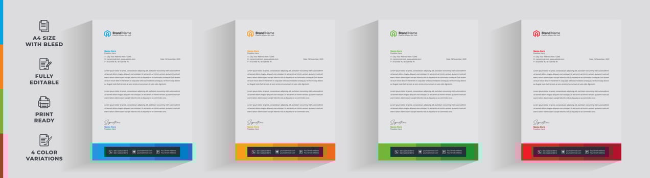 Letterhead corporate creative business company  minimal clean unique template design vector