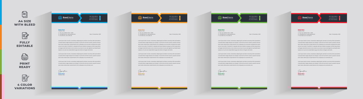 Letterhead corporate creative business company  minimal clean unique template design vector