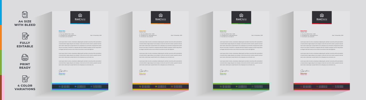 Letterhead corporate creative business company  minimal clean unique template design vector
