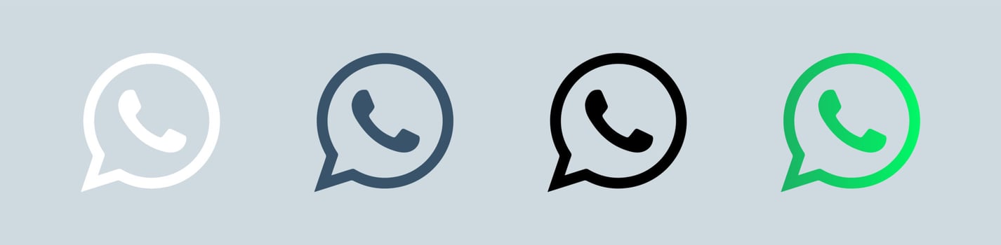 Whatsapp icon set. Messaging application logotype. vector