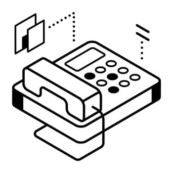 An isometric line icon of landline vector