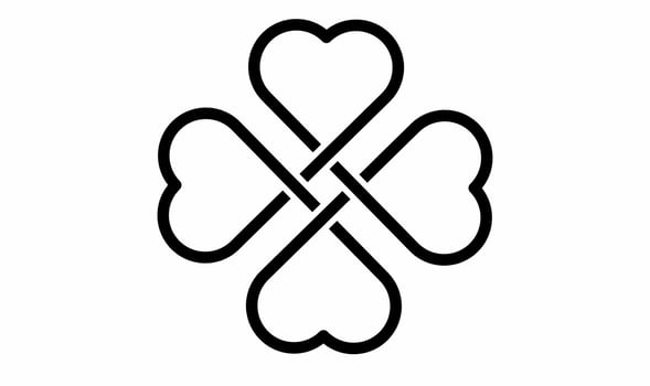 clover leaves shape four love linked isolated on white background vector