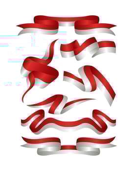 indonesia ribbon 3d decoration flag set. Vector illustration on a white background